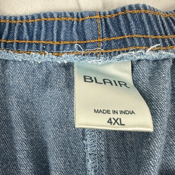 Blair Womens Elastic Waist Denim Pull On Pants Size 4XL 100% Cotton Blue - Picture 2 of 4